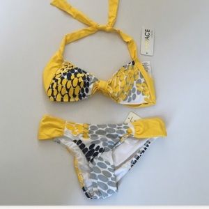 NWT L Space  flower printed bikini top and bottom set Size XS